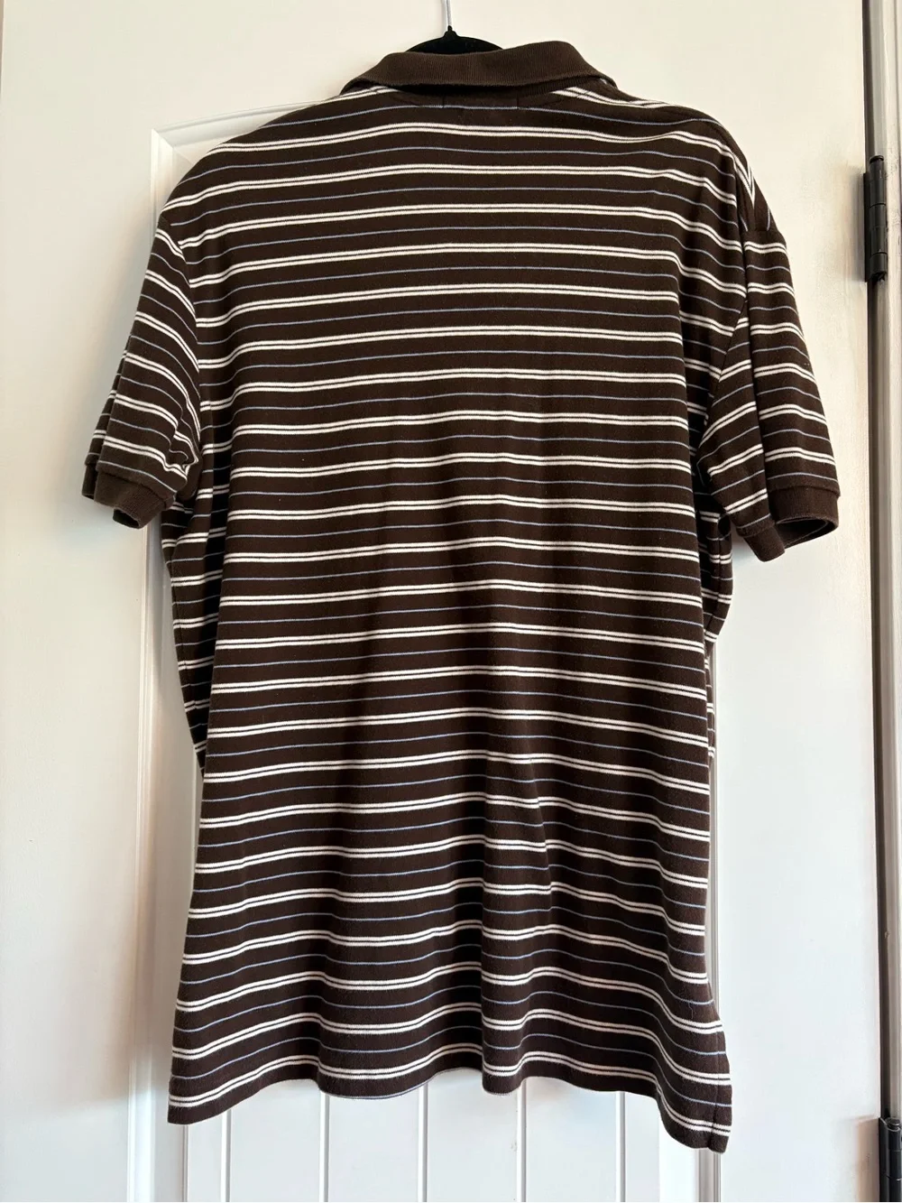 Brown Polo with White Stripe Detail